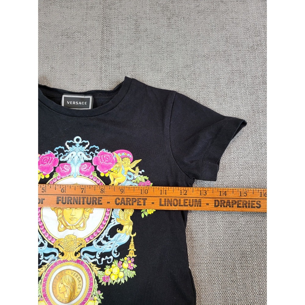Versace Shirt Kids Unisex 4 Black Graphic Medusa Tee Short Sleeve Designer - Picture 4 of 8